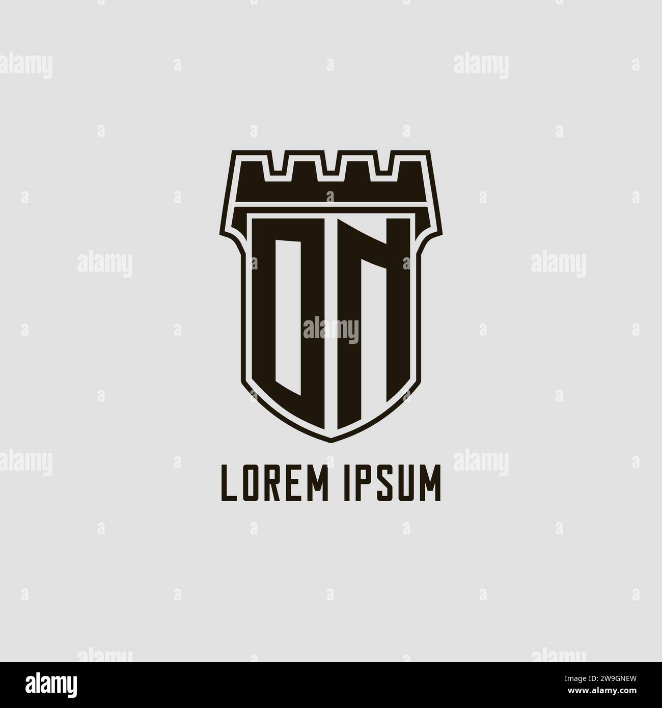 Monogram ON with shield fortress logo design style vector graphic Stock ...