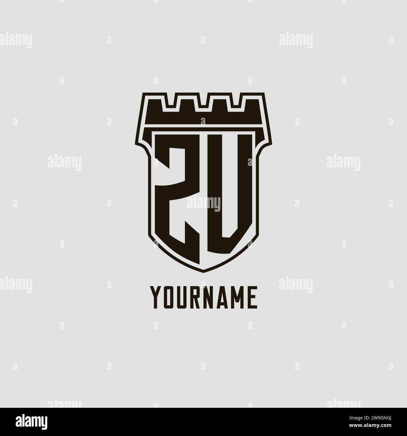 Monogram ZV with shield fortress logo design style vector graphic Stock ...
