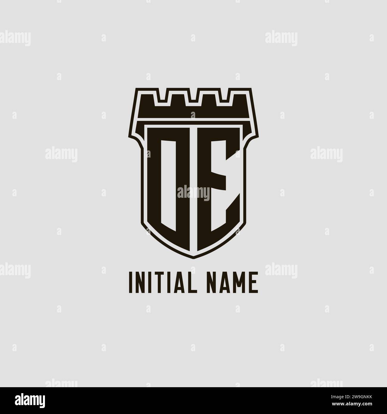 Monogram OE with shield fortress logo design style vector graphic Stock ...