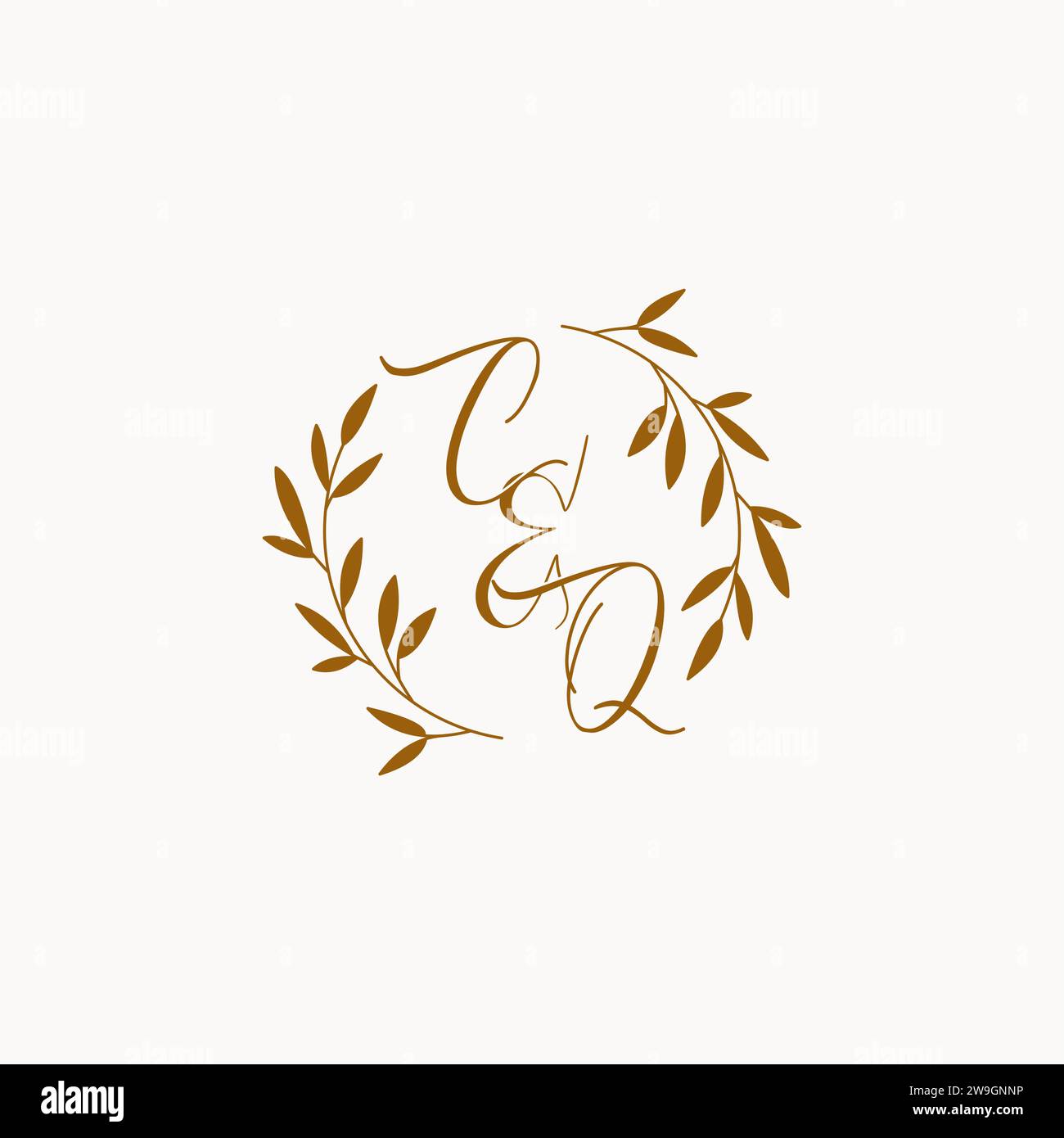 CQ initial wedding monogram logo design Stock Vector