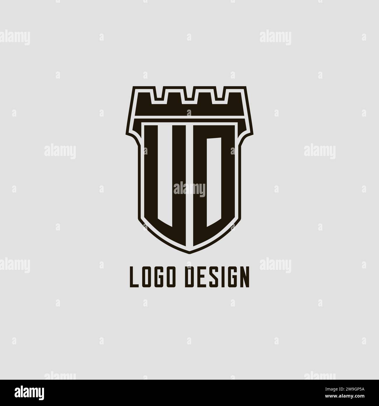 Monogram UO with shield fortress logo design style vector graphic Stock ...
