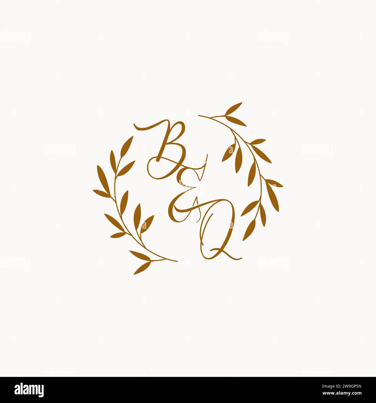 BQ initial wedding monogram logo design Stock Vector