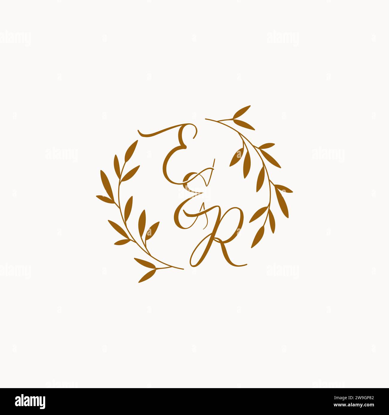 ER initial wedding monogram logo design Stock Vector