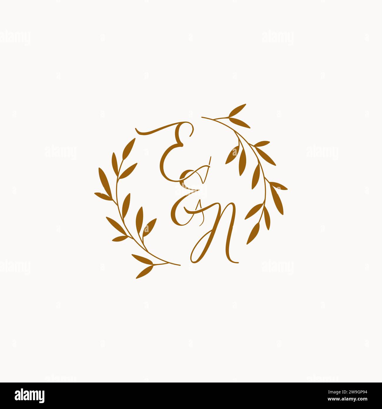 EN initial wedding monogram logo design Stock Vector