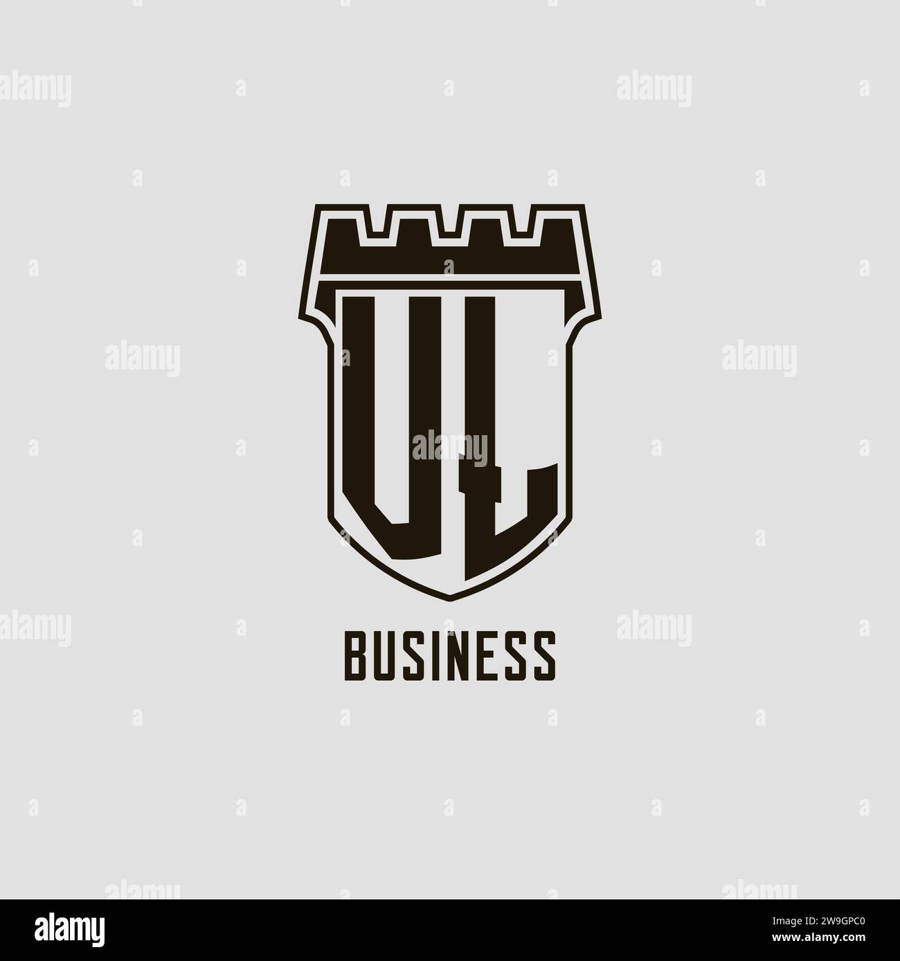 Monogram VL with shield fortress logo design style vector graphic Stock ...