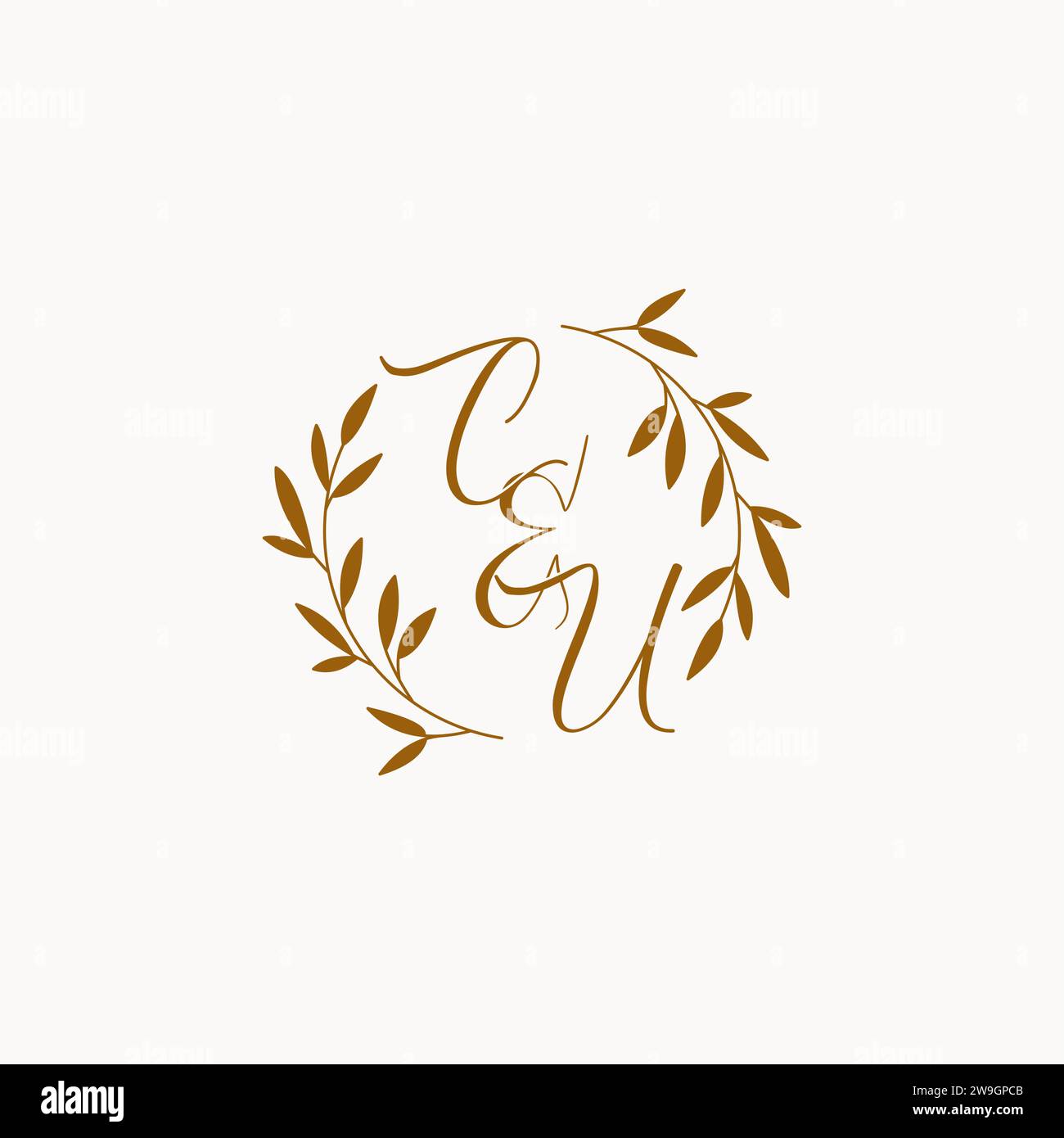 CU initial wedding monogram logo design Stock Vector