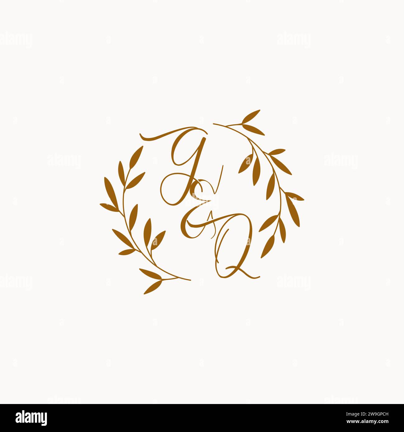 GQ initial wedding monogram logo design Stock Vector