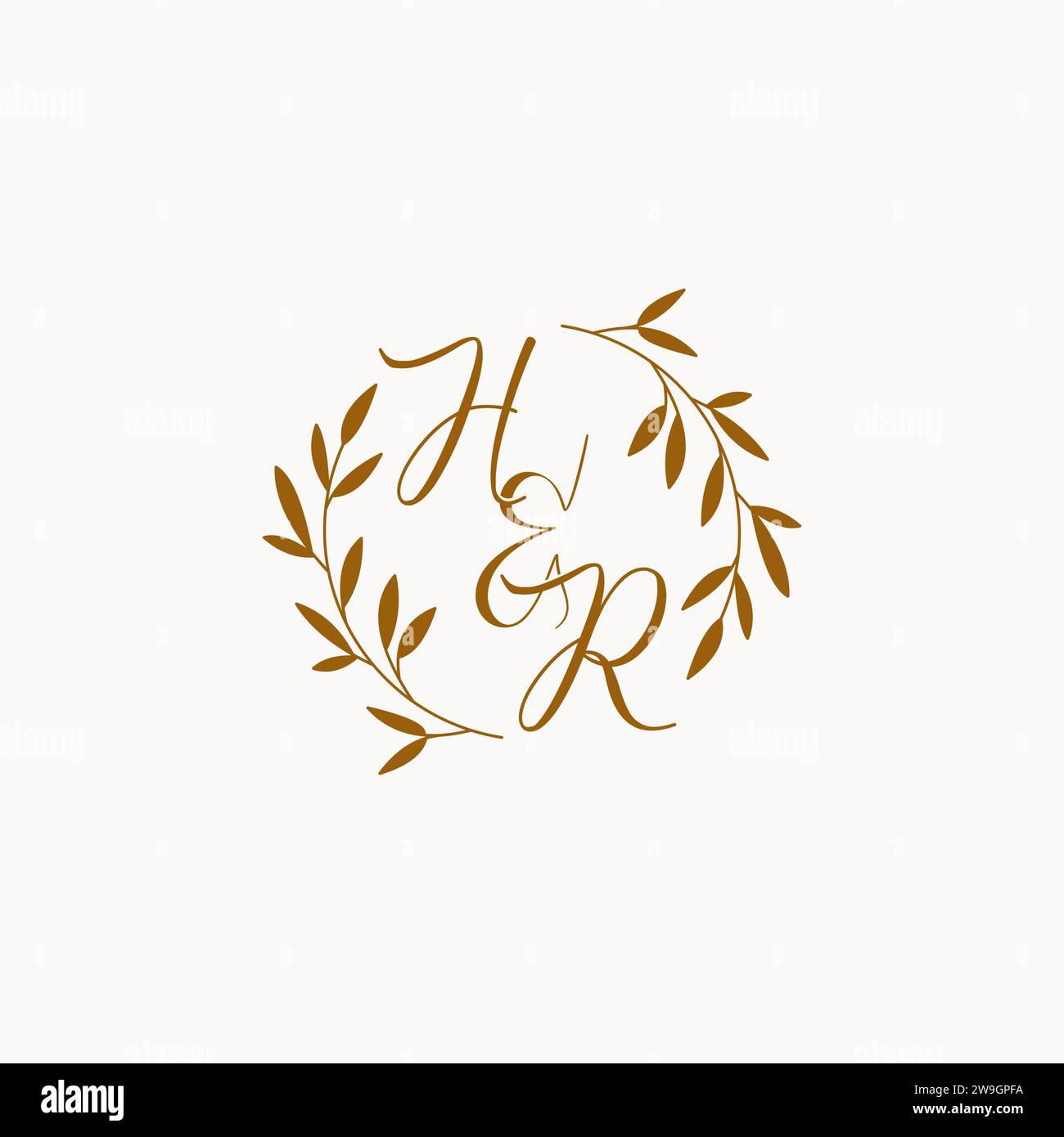 HR initial wedding monogram logo design Stock Vector
