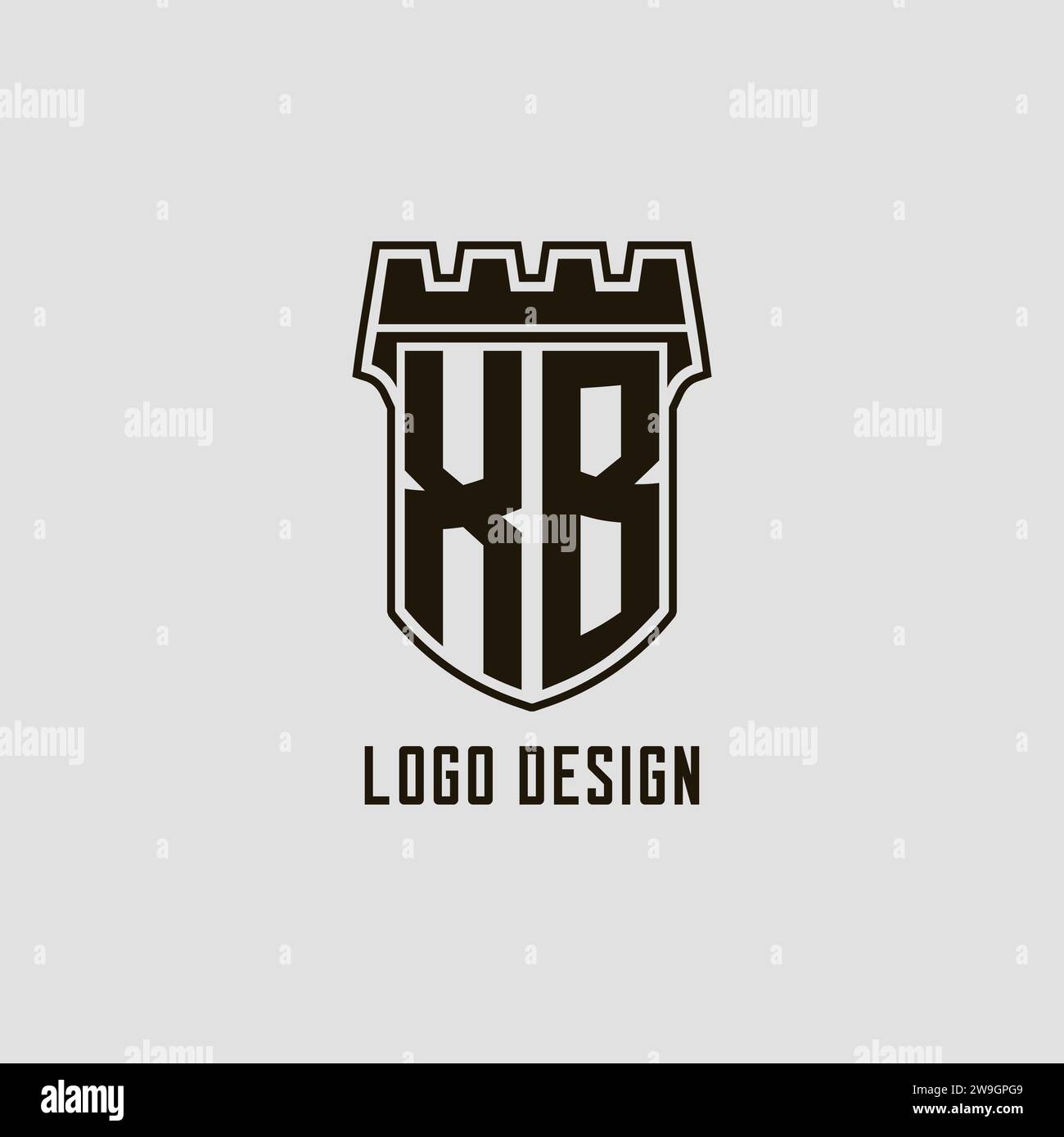 Monogram XB with shield fortress logo design style vector graphic Stock ...