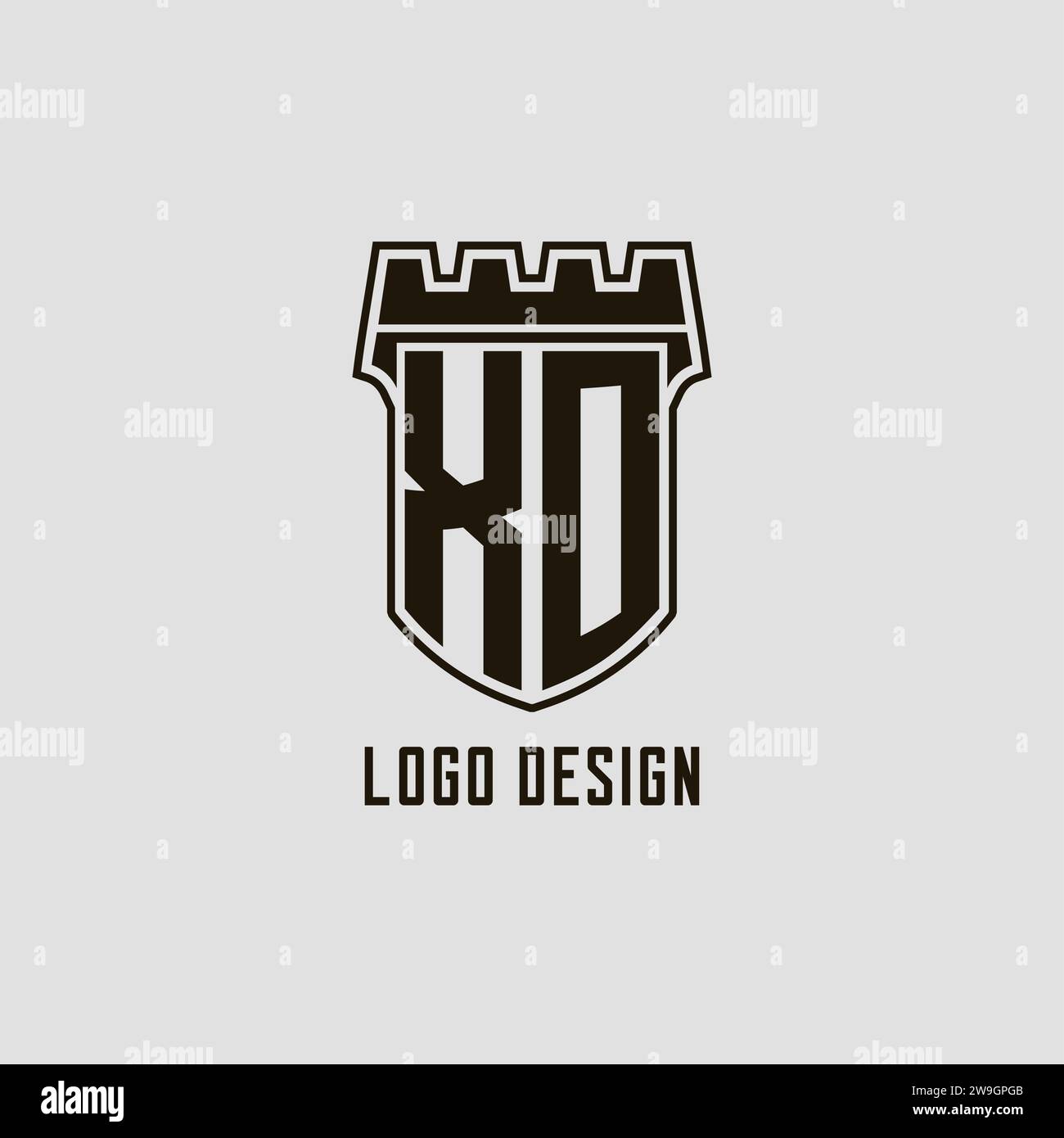 Monogram XO with shield fortress logo design style vector graphic Stock ...