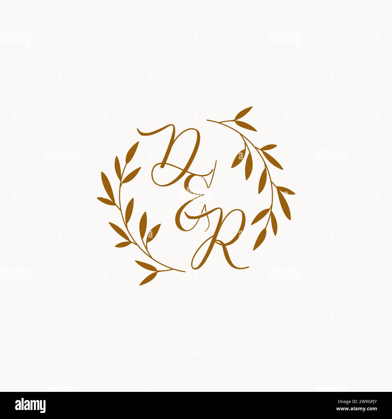 DR initial wedding monogram logo design Stock Vector