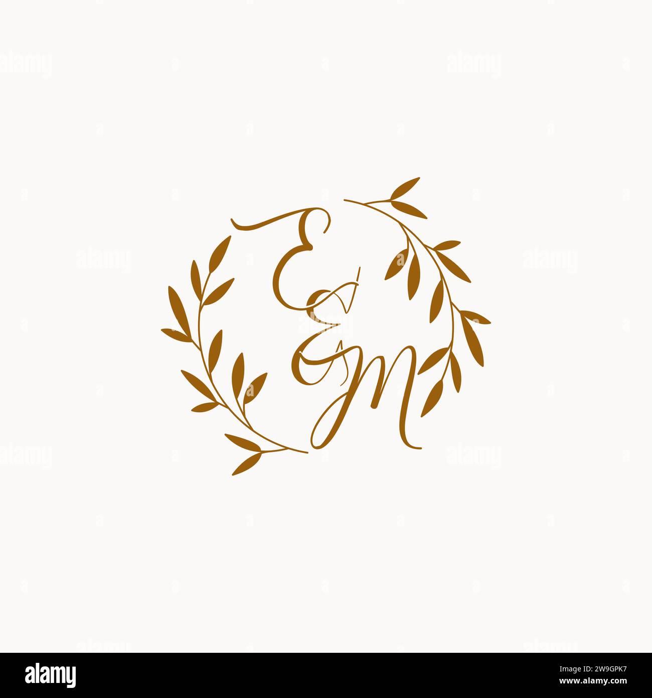 EM initial wedding monogram logo design Stock Vector