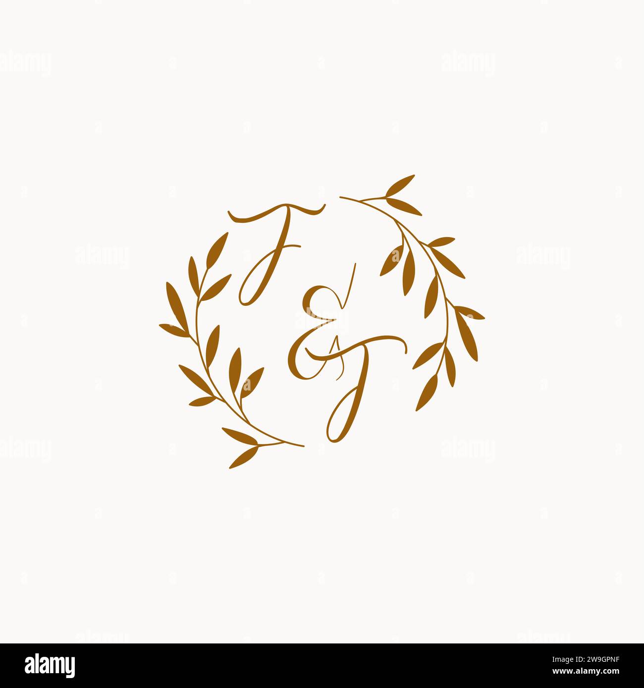 FT initial wedding monogram logo design Stock Vector