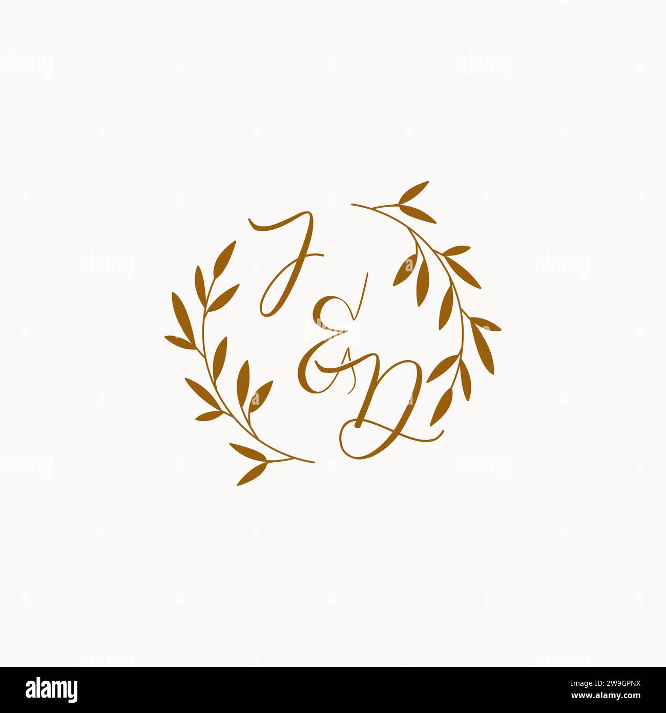 JD initial wedding monogram logo design Stock Vector