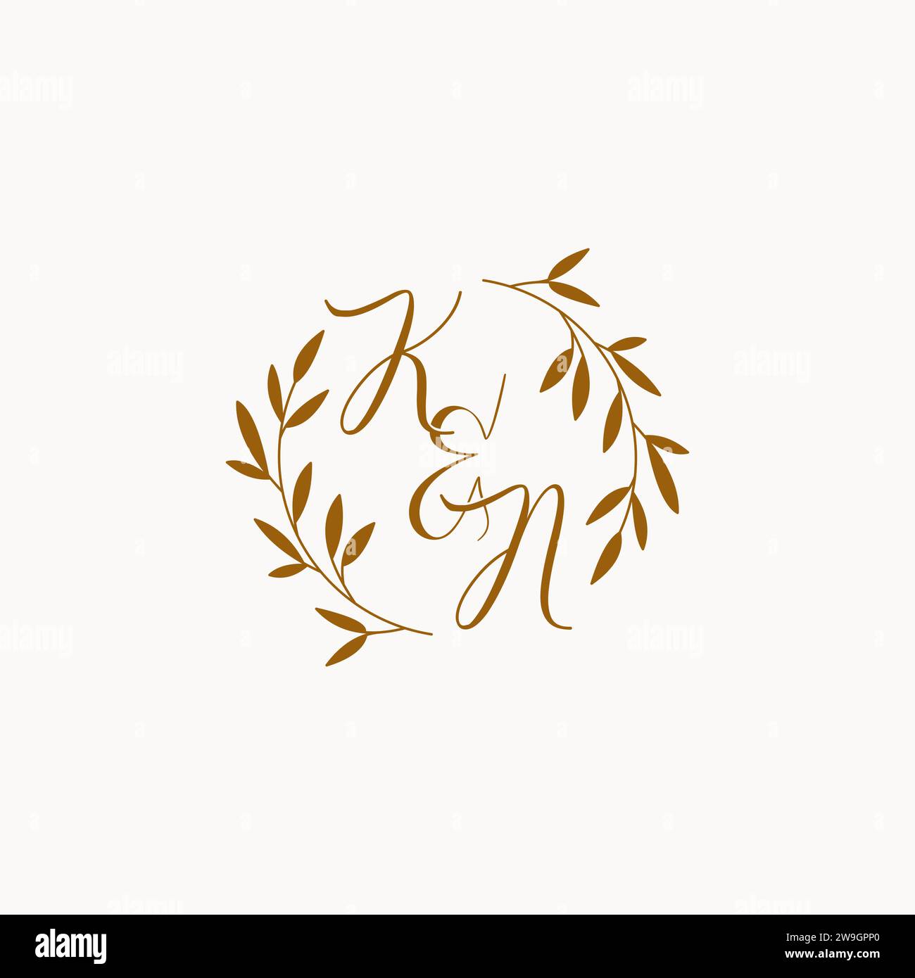 KN initial wedding monogram logo design Stock Vector