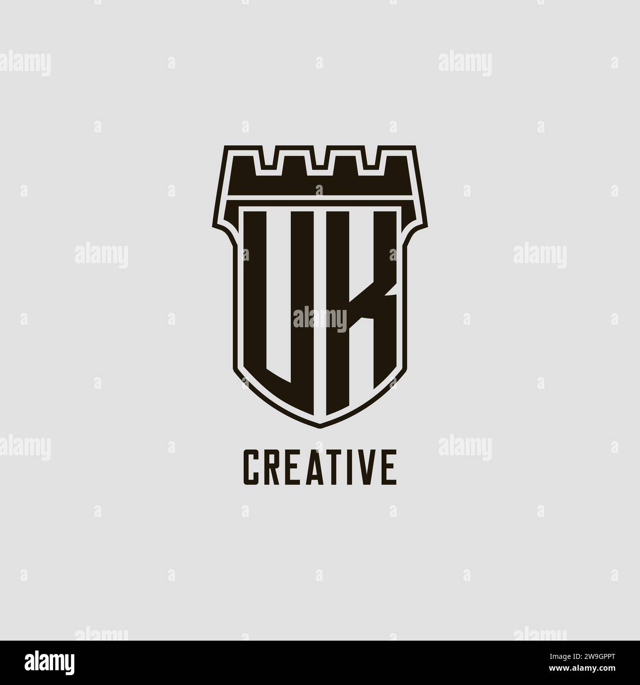 Monogram UK with shield fortress logo design style vector graphic Stock ...