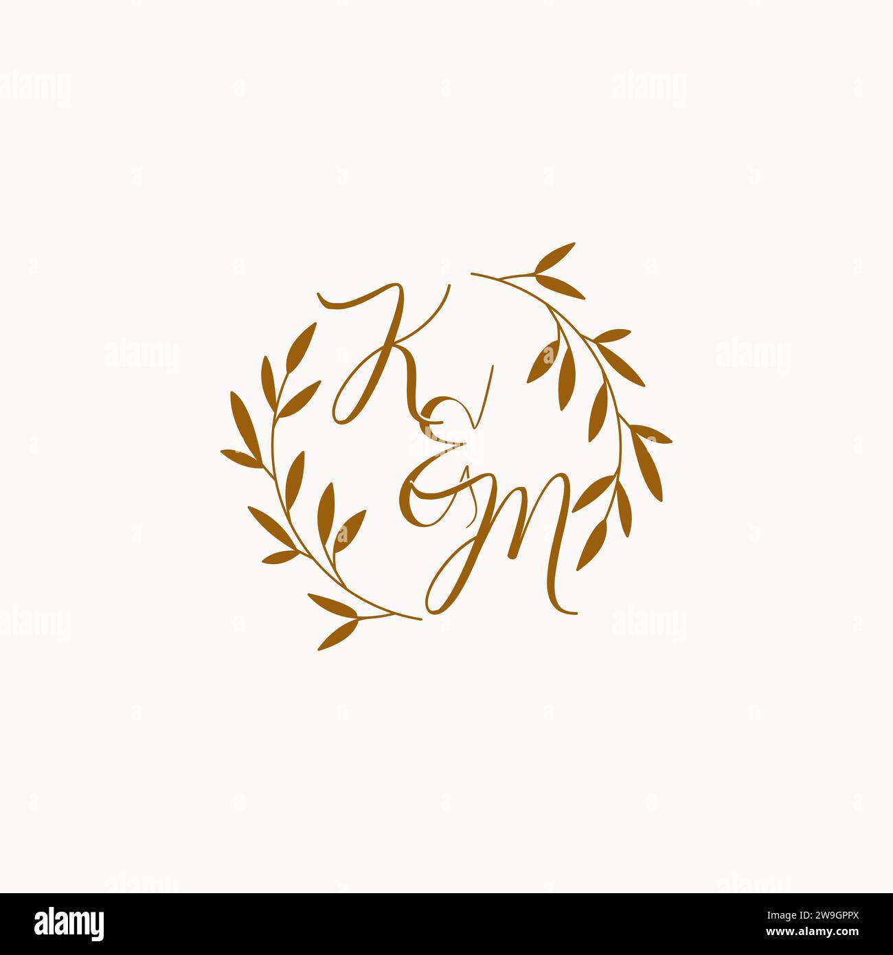 KM initial wedding monogram logo design Stock Vector