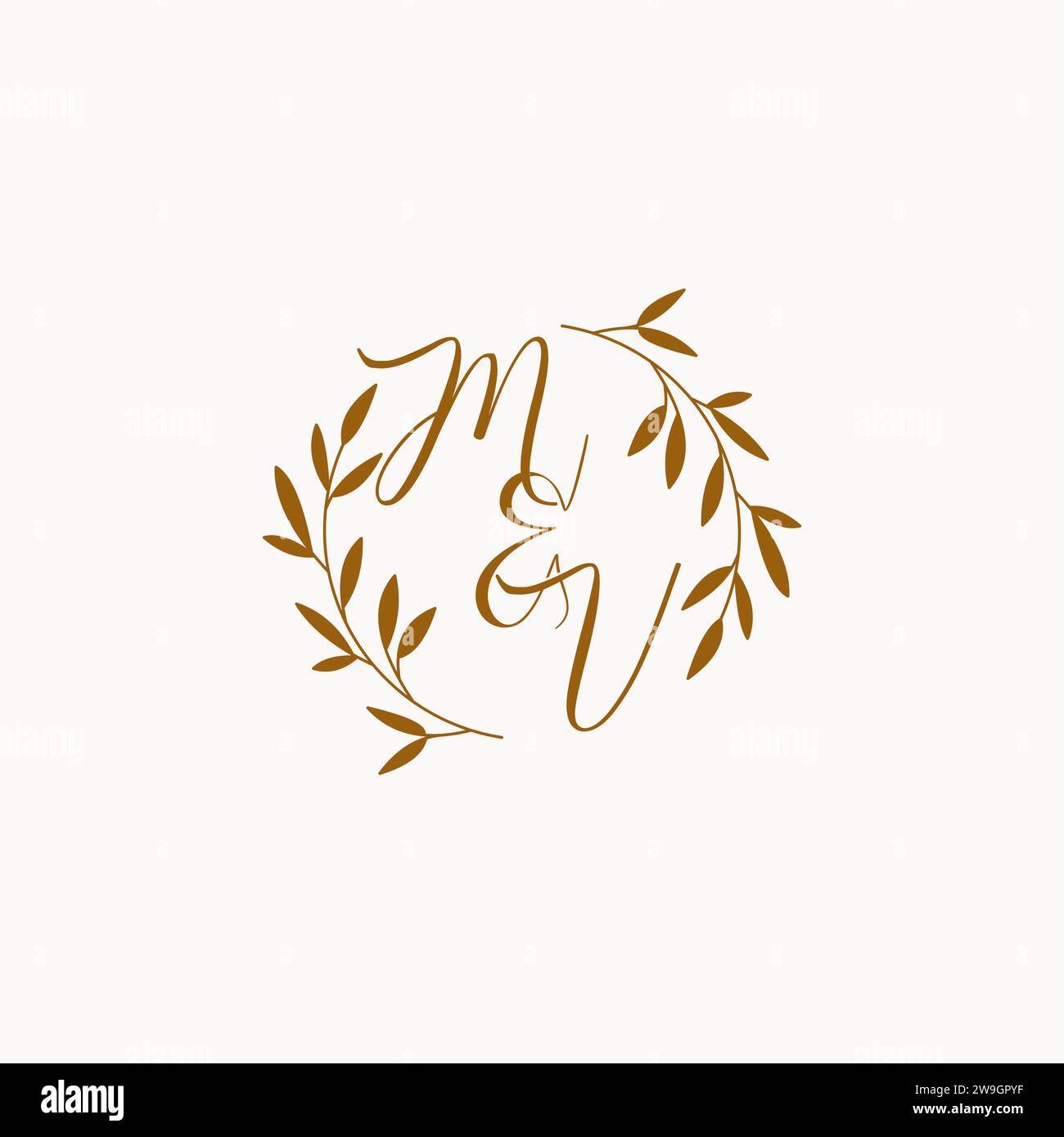 MV initial wedding monogram logo design Stock Vector