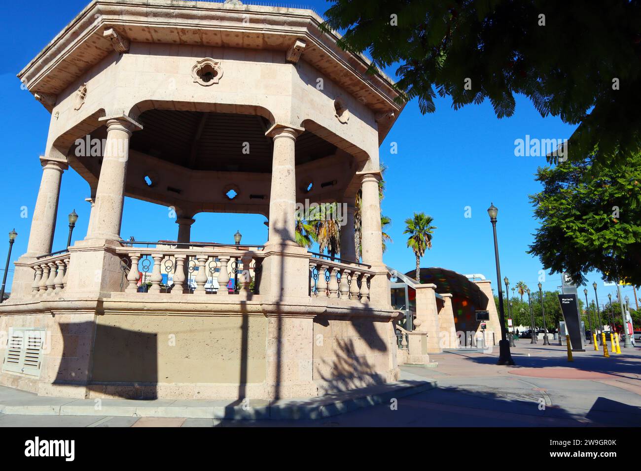 Los Angeles, California Mariachi Plaza with The Kiosk, located in the