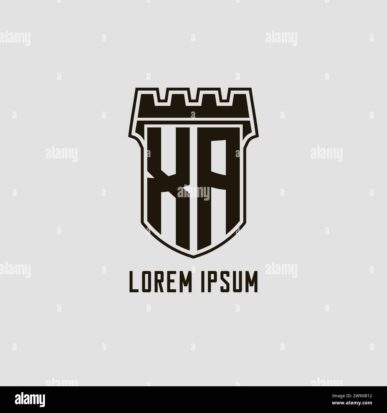 Monogram XA with shield fortress logo design style vector graphic Stock ...