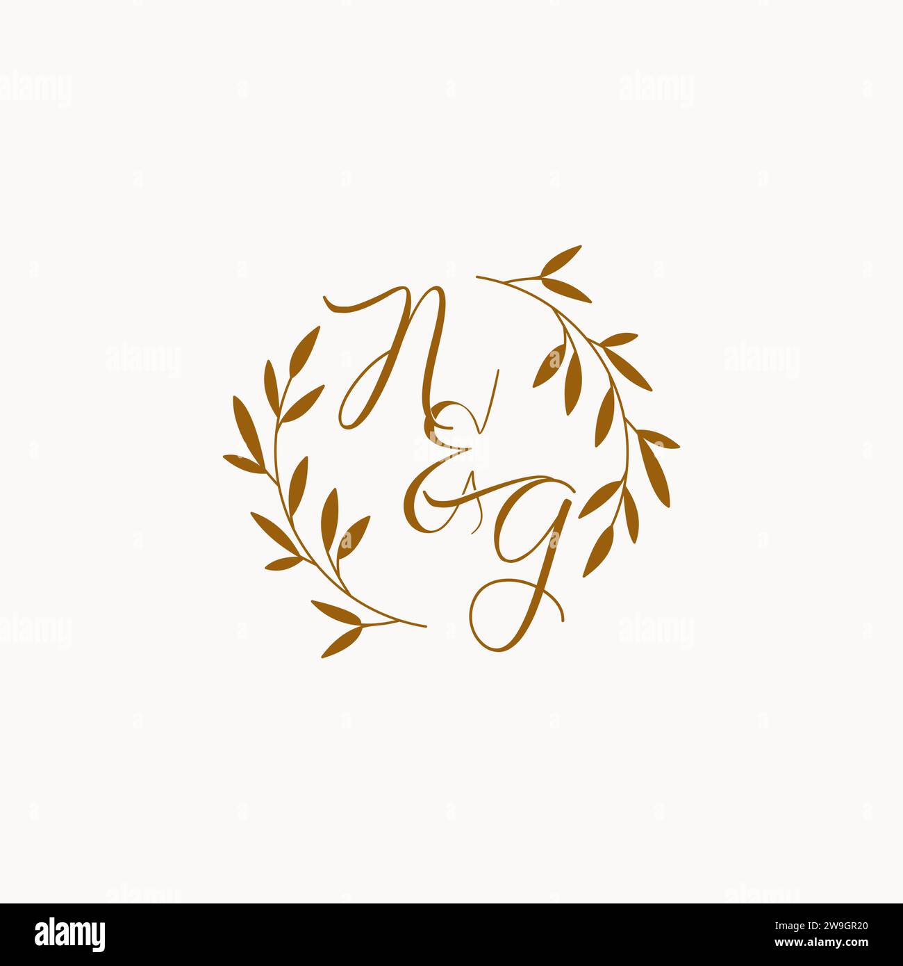 NG initial wedding monogram logo design Stock Vector