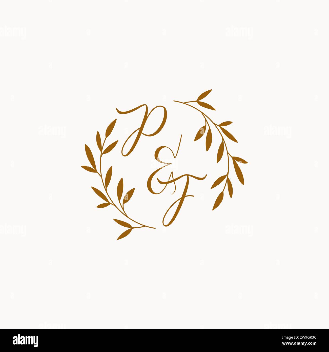 PF initial wedding monogram logo design Stock Vector