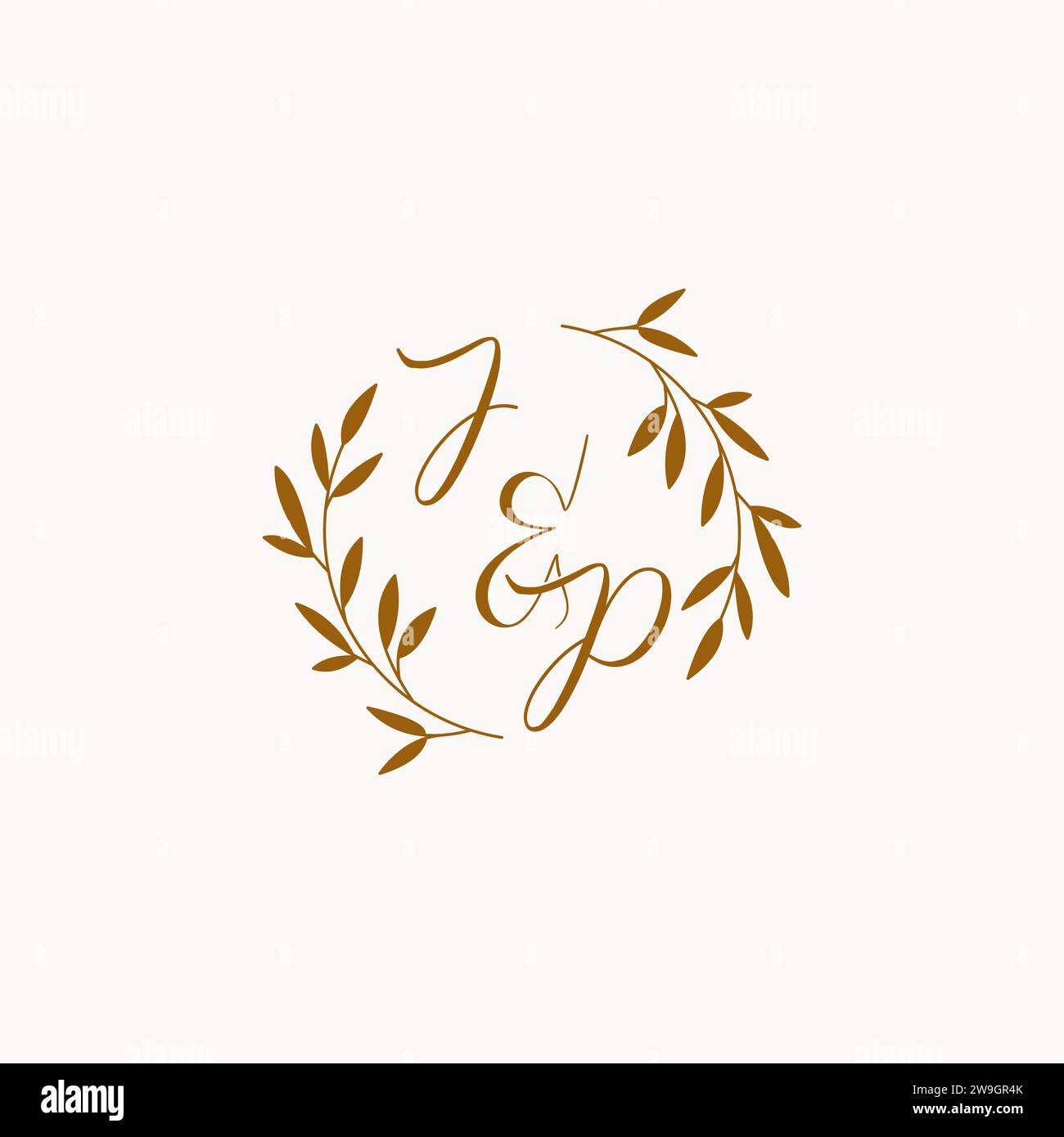 JP initial wedding monogram logo design Stock Vector