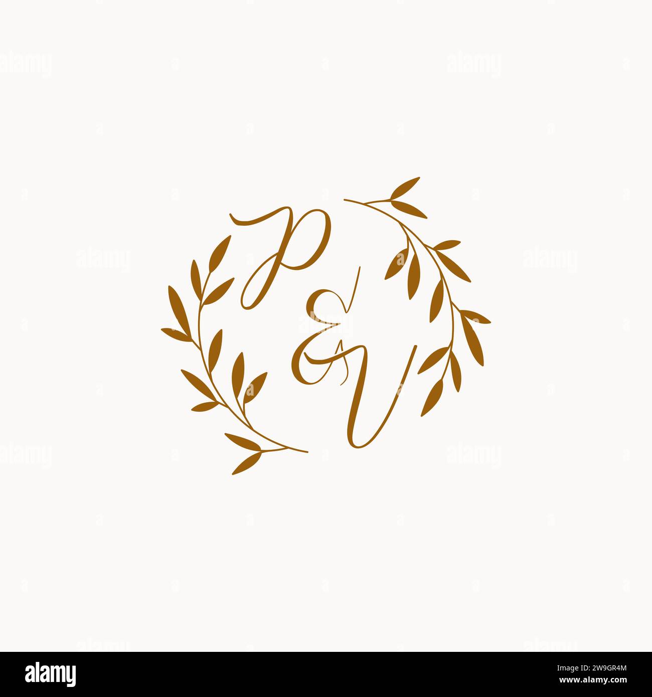 PV initial wedding monogram logo design Stock Vector