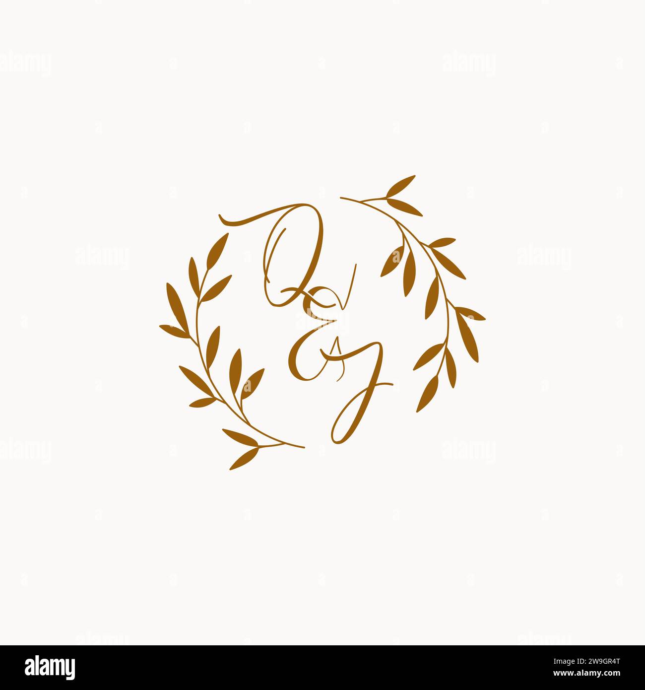 QJ initial wedding monogram logo design Stock Vector
