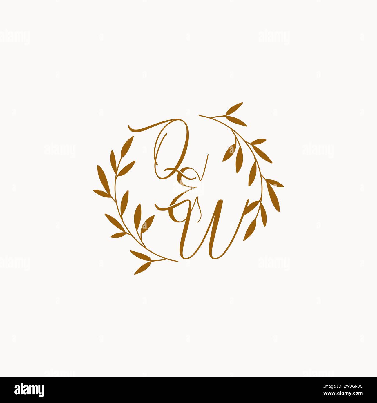 QW initial wedding monogram logo design Stock Vector
