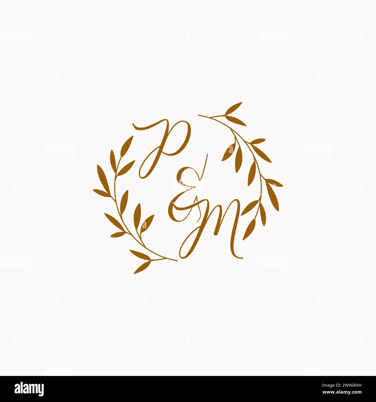 PM initial wedding monogram logo design Stock Vector