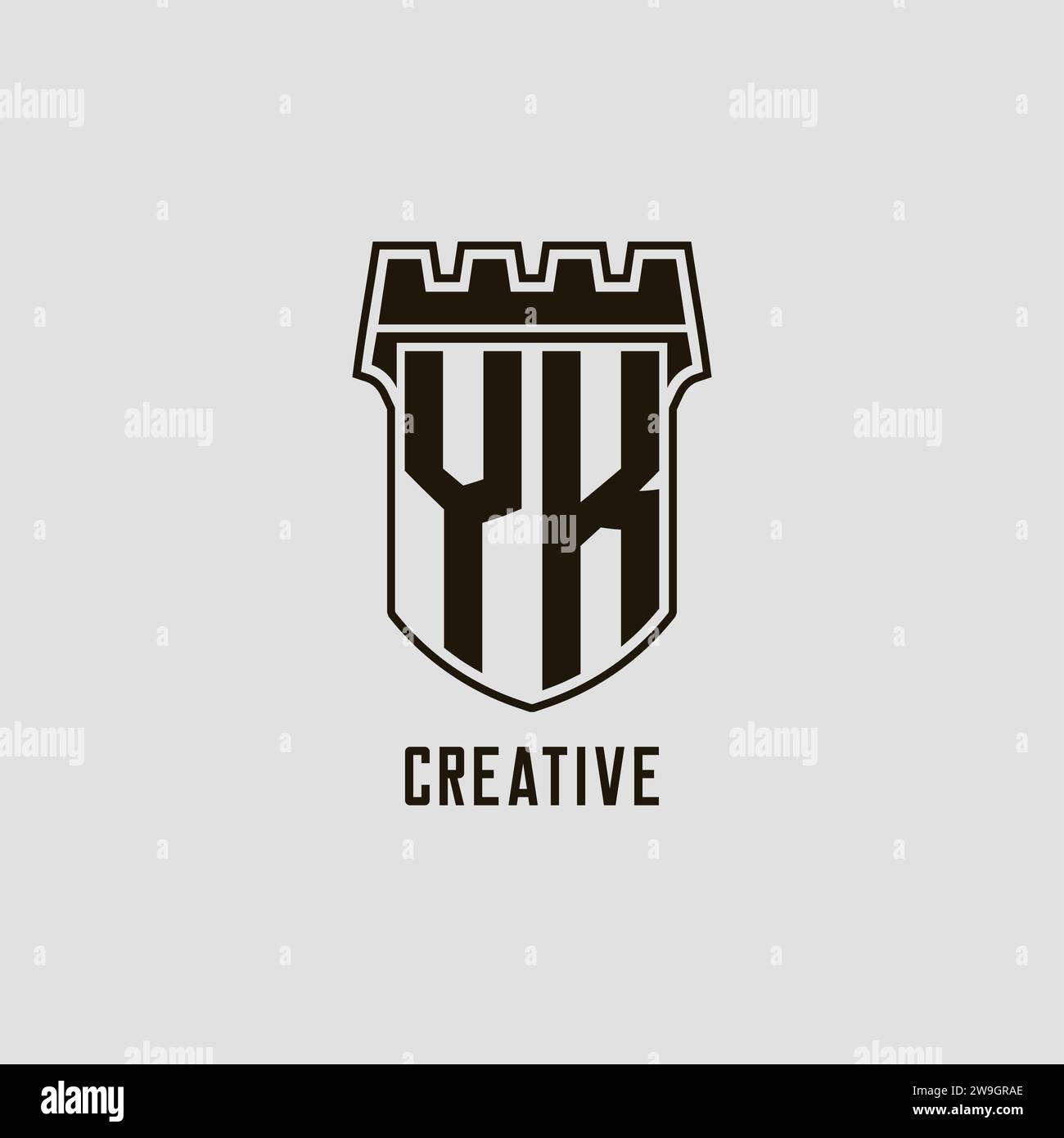 Monogram YK with shield fortress logo design style vector graphic Stock ...