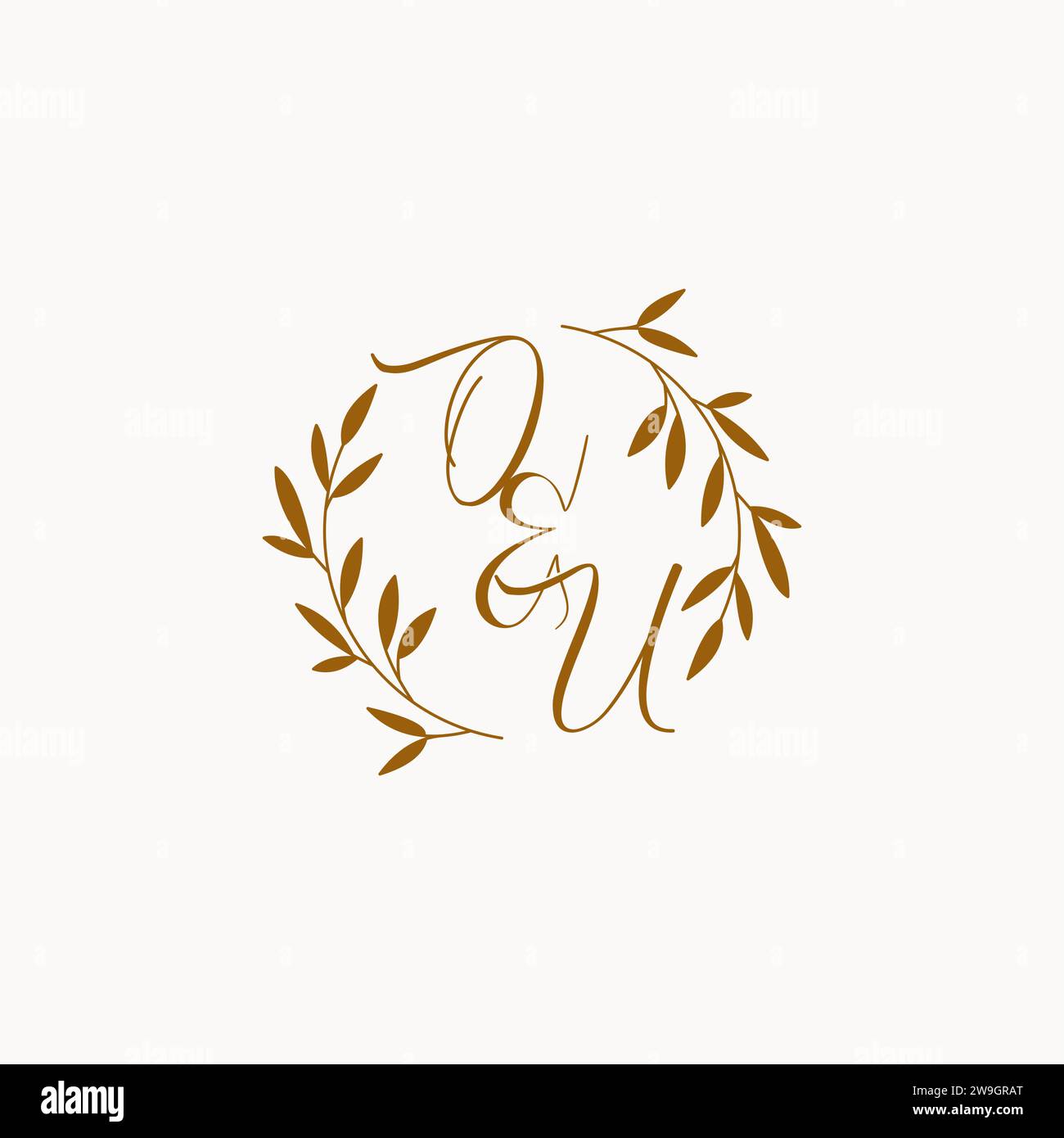 OU initial wedding monogram logo design Stock Vector