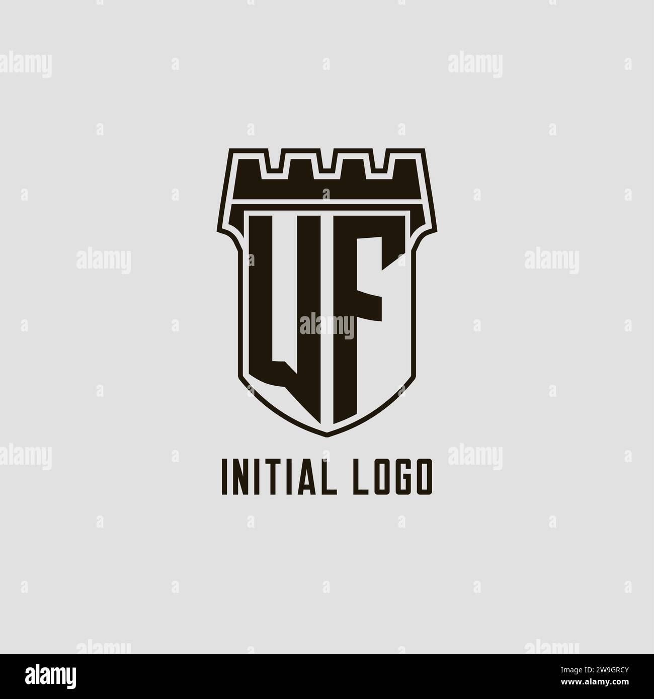 Monogram WF with shield fortress logo design style vector graphic Stock ...
