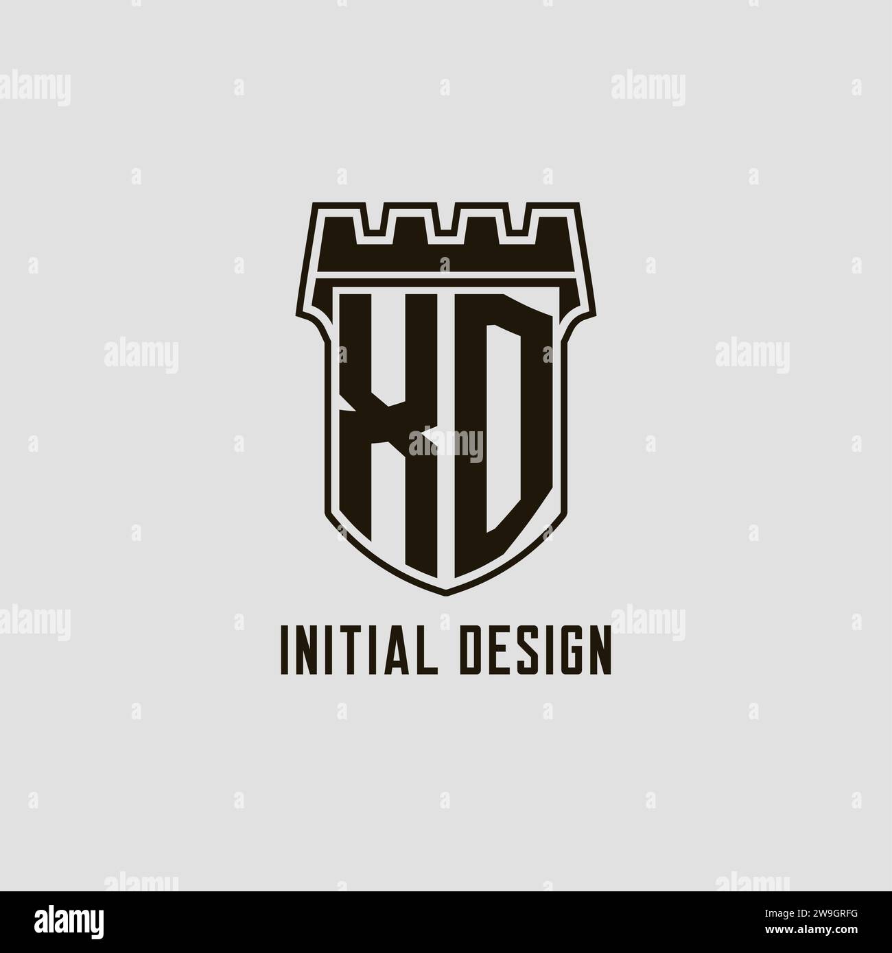 Monogram XD with shield fortress logo design style vector graphic Stock ...