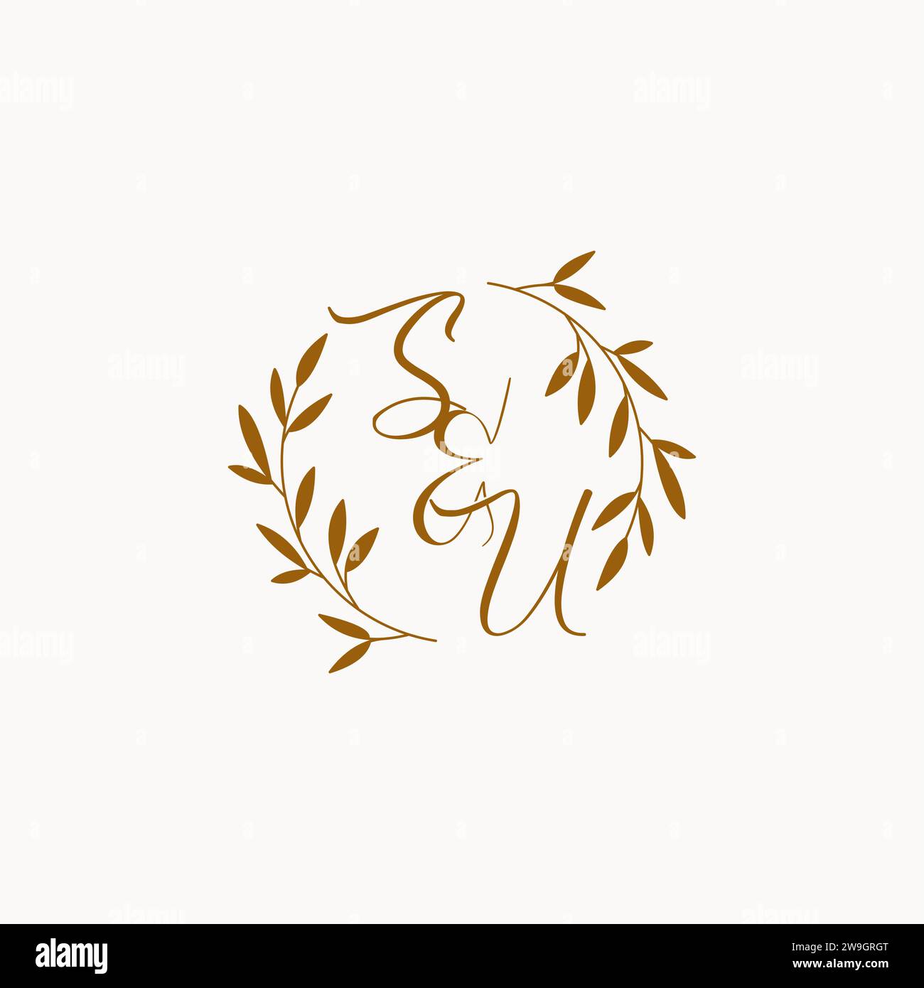 SU initial wedding monogram logo design Stock Vector