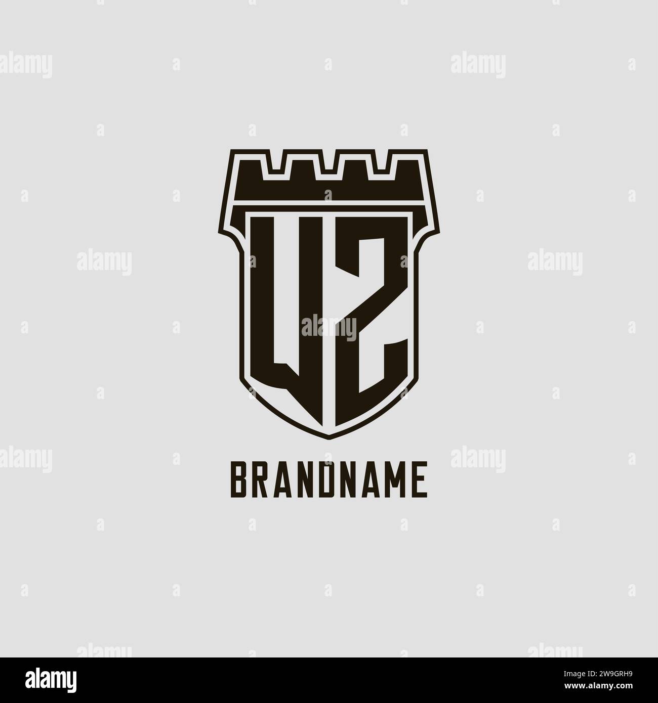 Monogram WZ with shield fortress logo design style vector graphic Stock ...