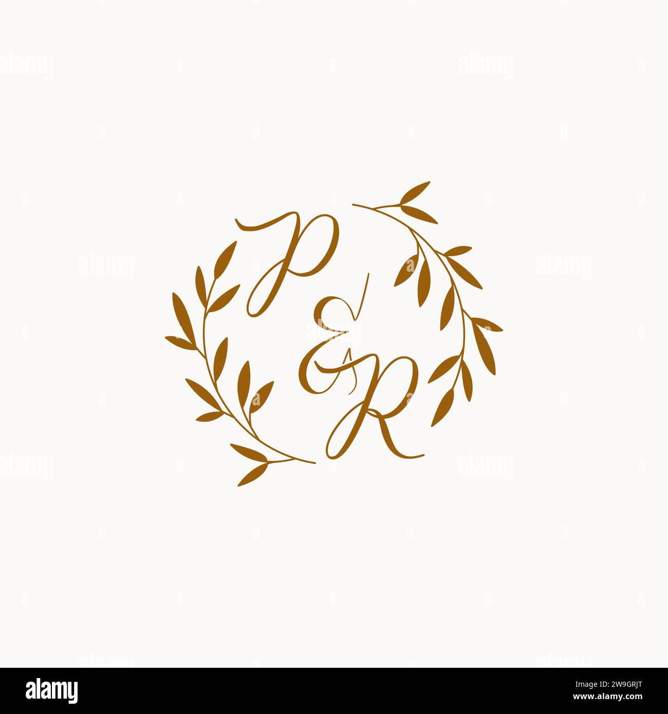 PR initial wedding monogram logo design Stock Vector