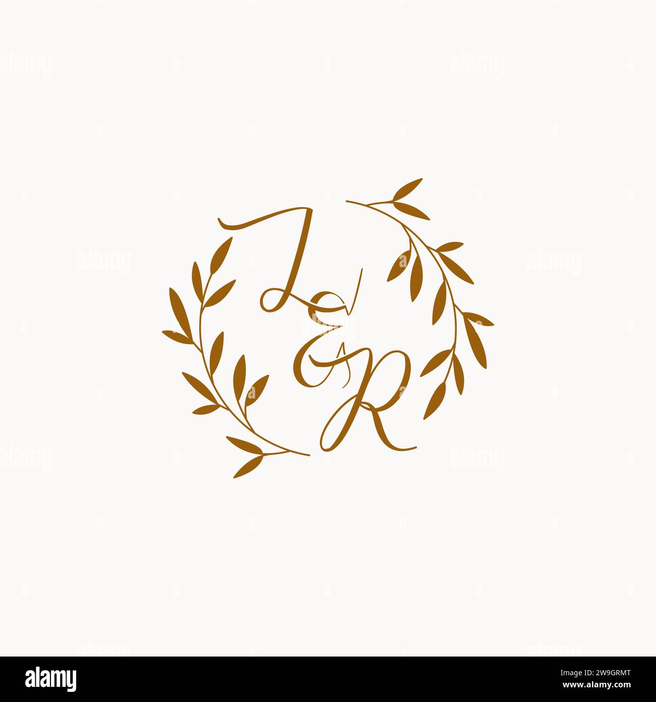 LR initial wedding monogram logo design Stock Vector