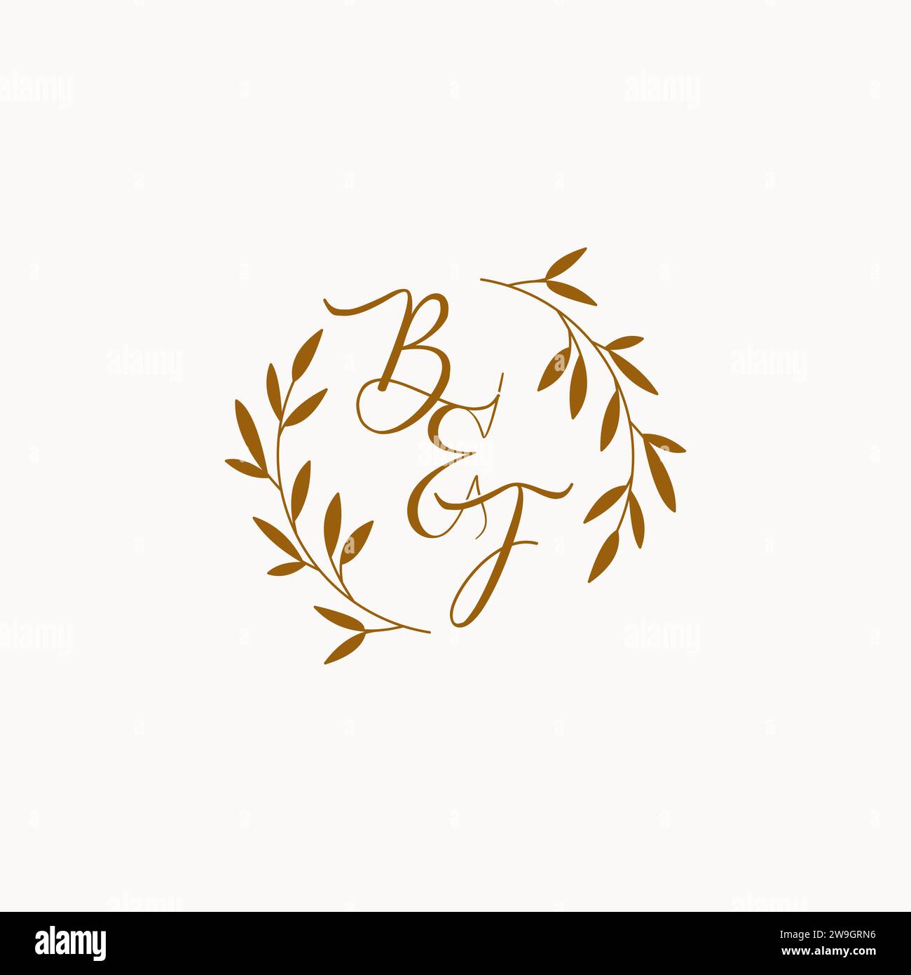 BF initial wedding monogram logo design Stock Vector