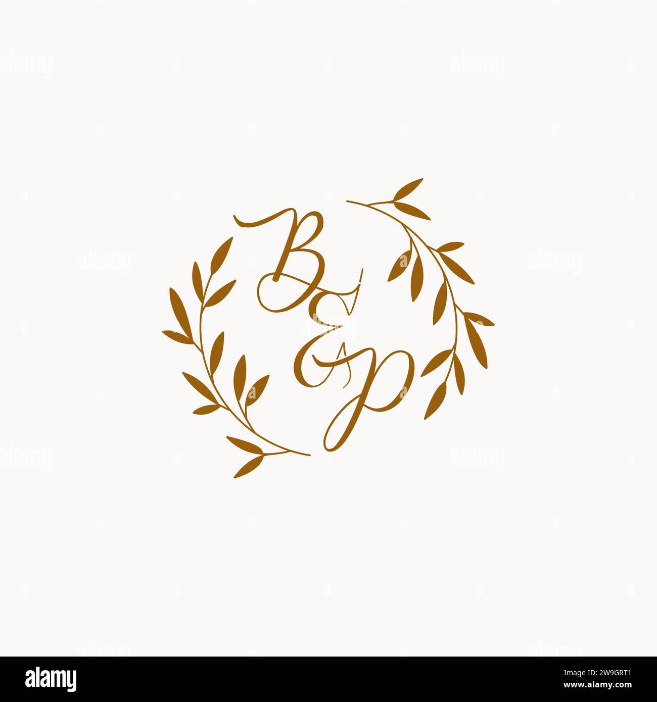 BP initial wedding monogram logo design Stock Vector