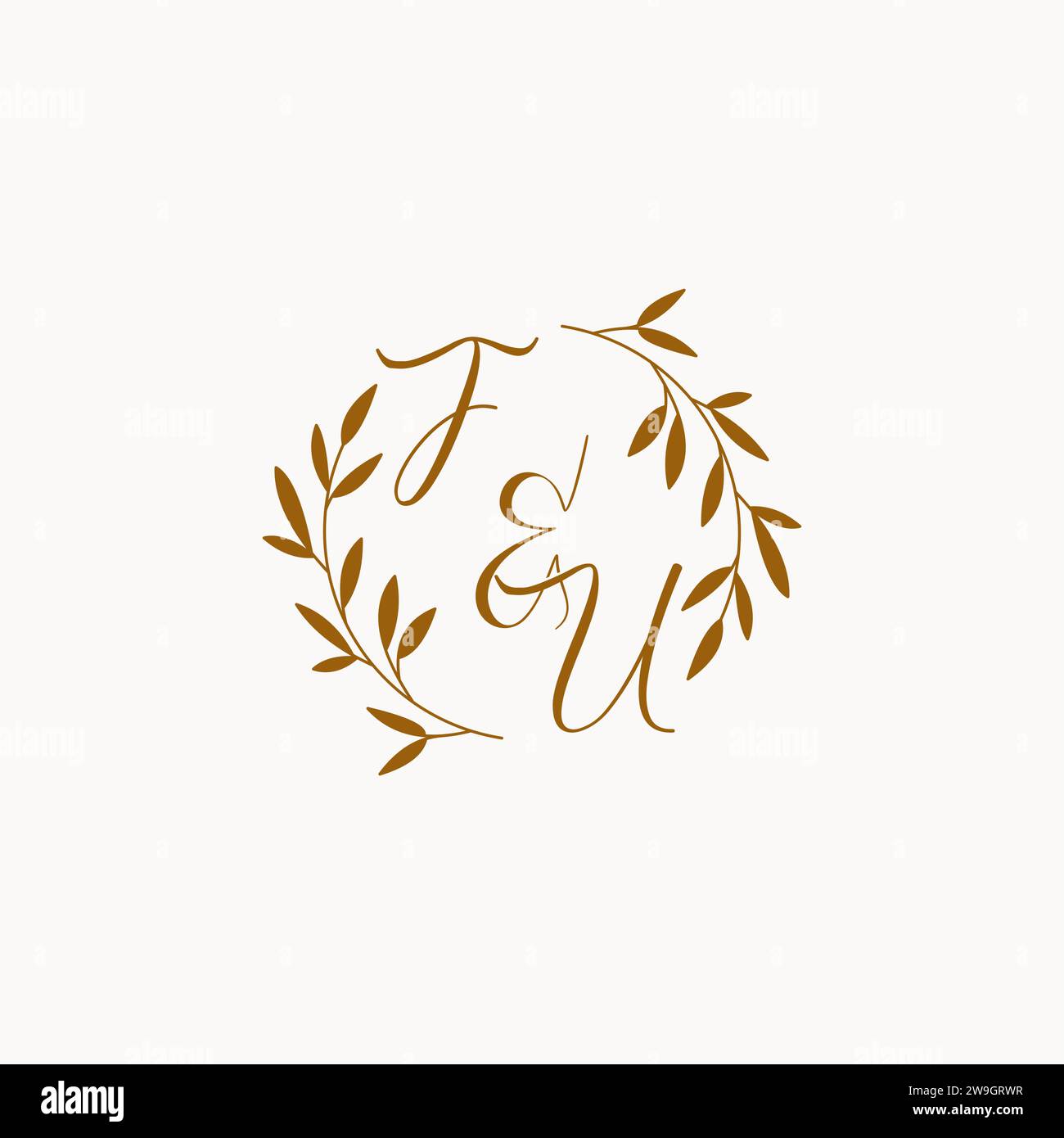 FU initial wedding monogram logo design Stock Vector
