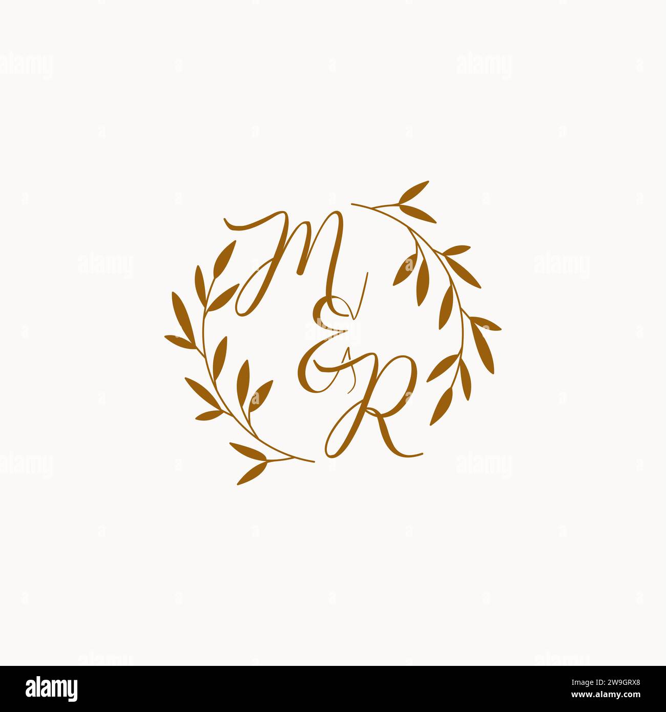 MR initial wedding monogram logo design Stock Vector