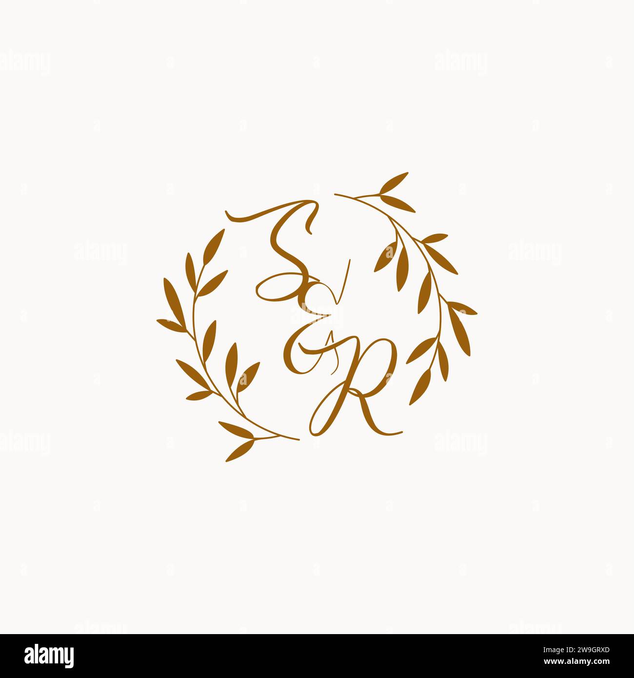 SR initial wedding monogram logo design Stock Vector