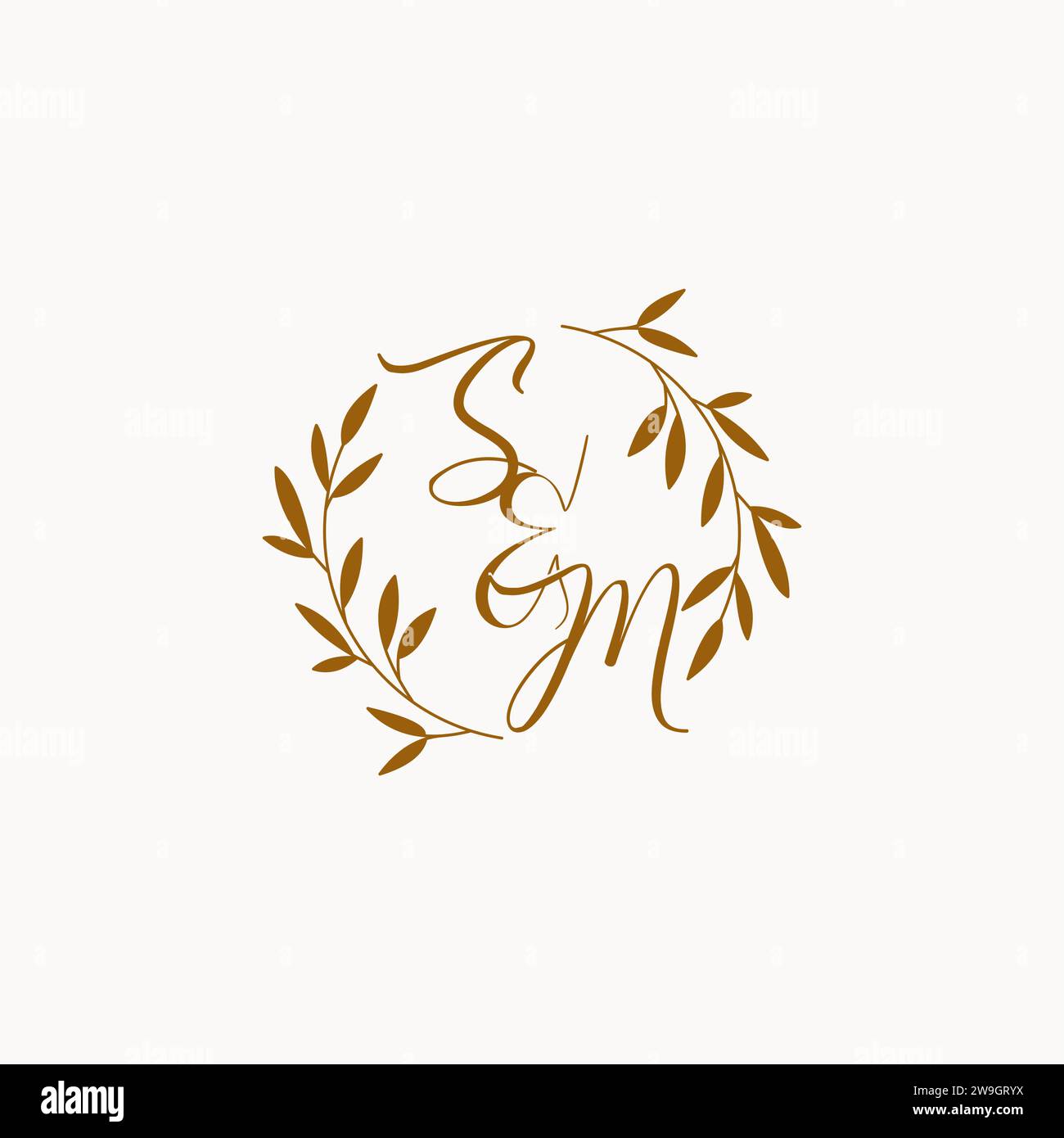 SM initial wedding monogram logo design Stock Vector
