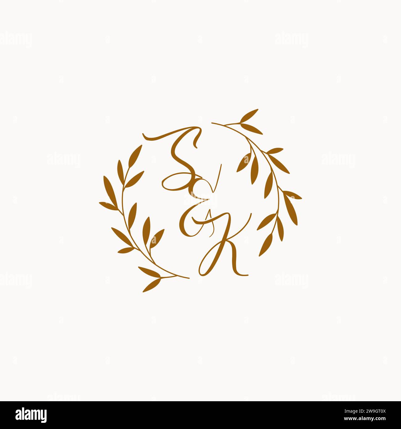 SK initial wedding monogram logo design Stock Vector