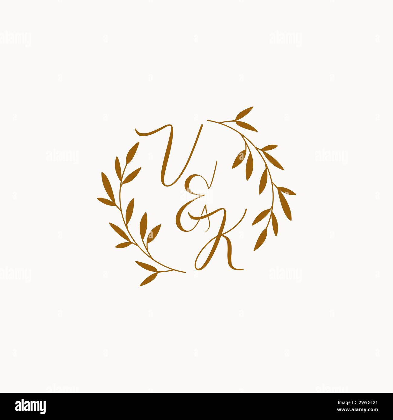 VK initial wedding monogram logo design Stock Vector