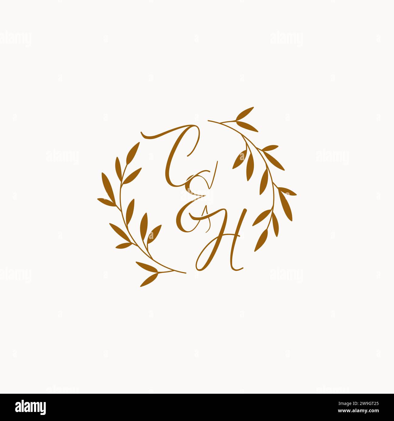CH initial wedding monogram logo design Stock Vector