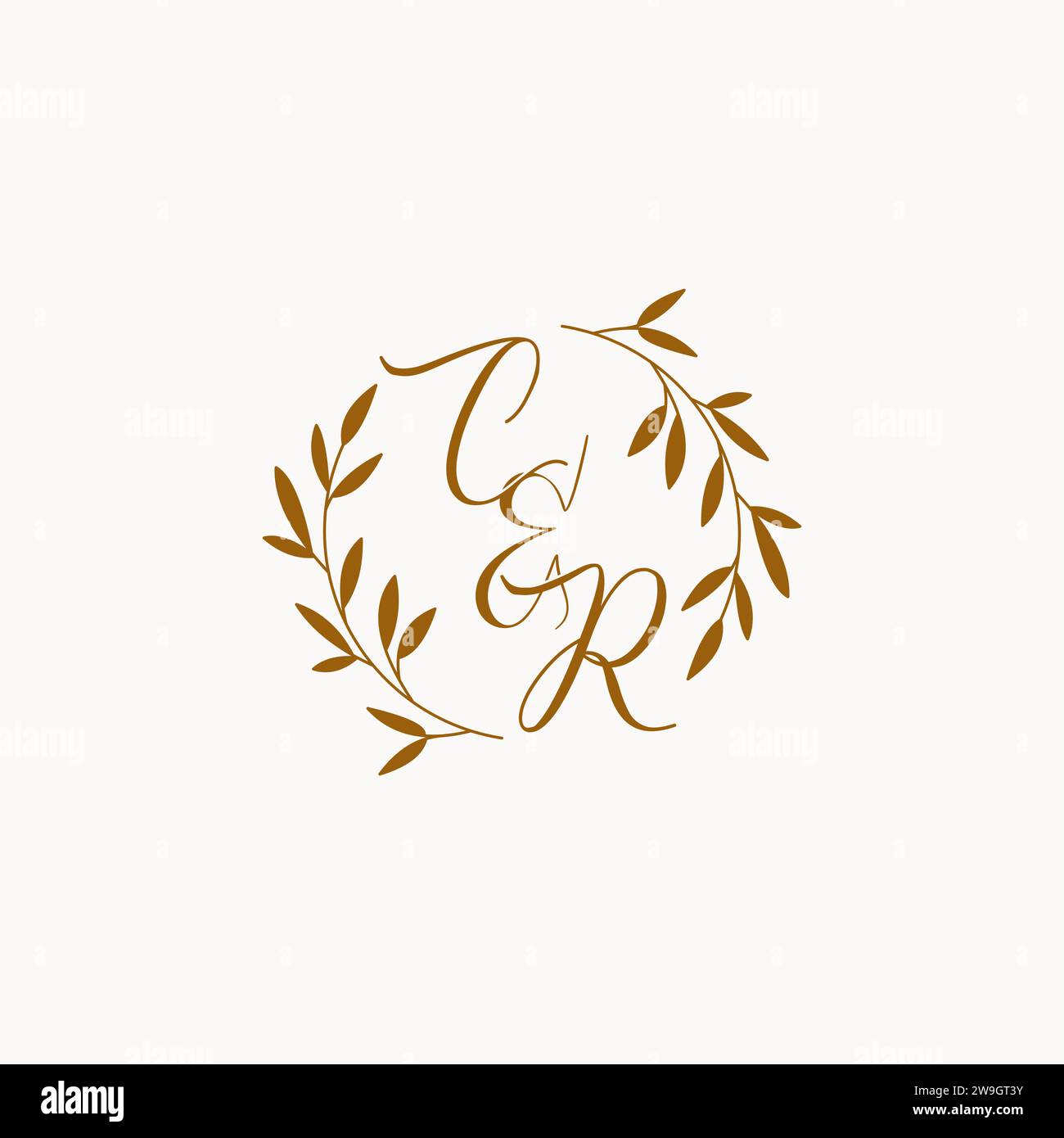 CR initial wedding monogram logo design Stock Vector