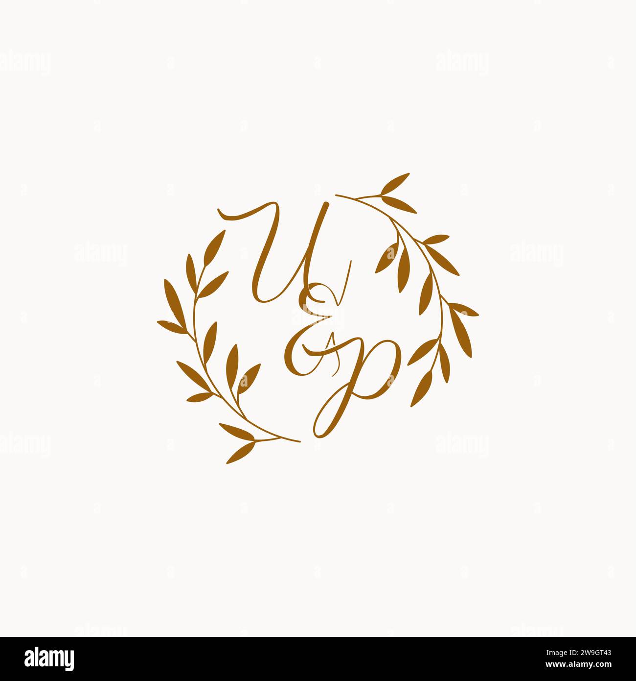 UP initial wedding monogram logo design Stock Vector